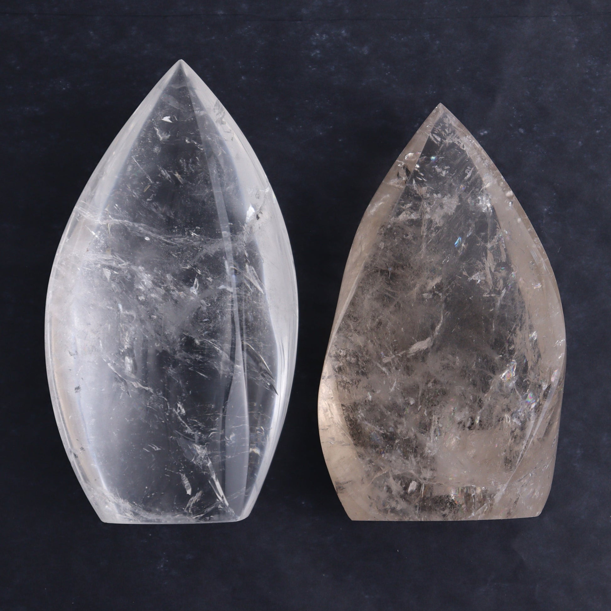 Imperfect Clear and Smoky Quartz Flames Set of 4 - Expert Wholesale and Supplier of Wholesale Crystals & Bulk Gemstones, ["Brazil","Clear Quartz","flames","Quartz"]