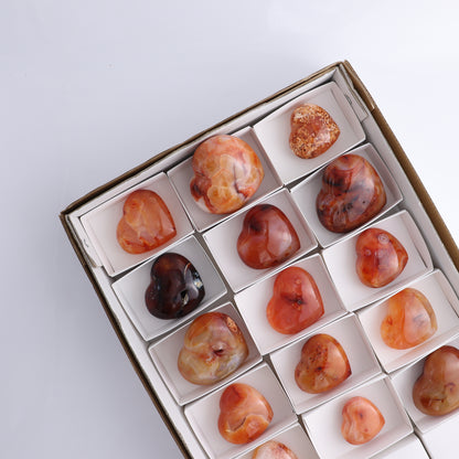 Carnelian Hearts Flat of 15 - Expert Wholesale and Supplier of Wholesale Crystals & Bulk Gemstones, ["carnelian","Hearts","Madagascar"]