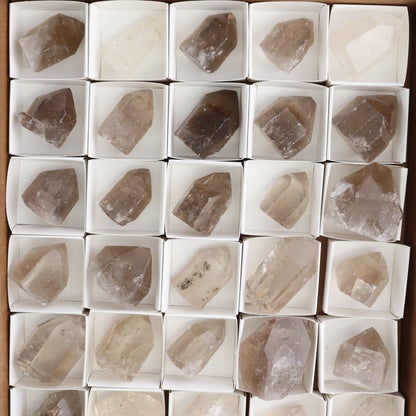 Smoky Quartz Polished Tops Set of 35 - Expert Wholesale and Supplier of Wholesale Crystals & Bulk Gemstones, ["Brazil","Points","Polished Tip","Quartz","Smoky Quartz"]