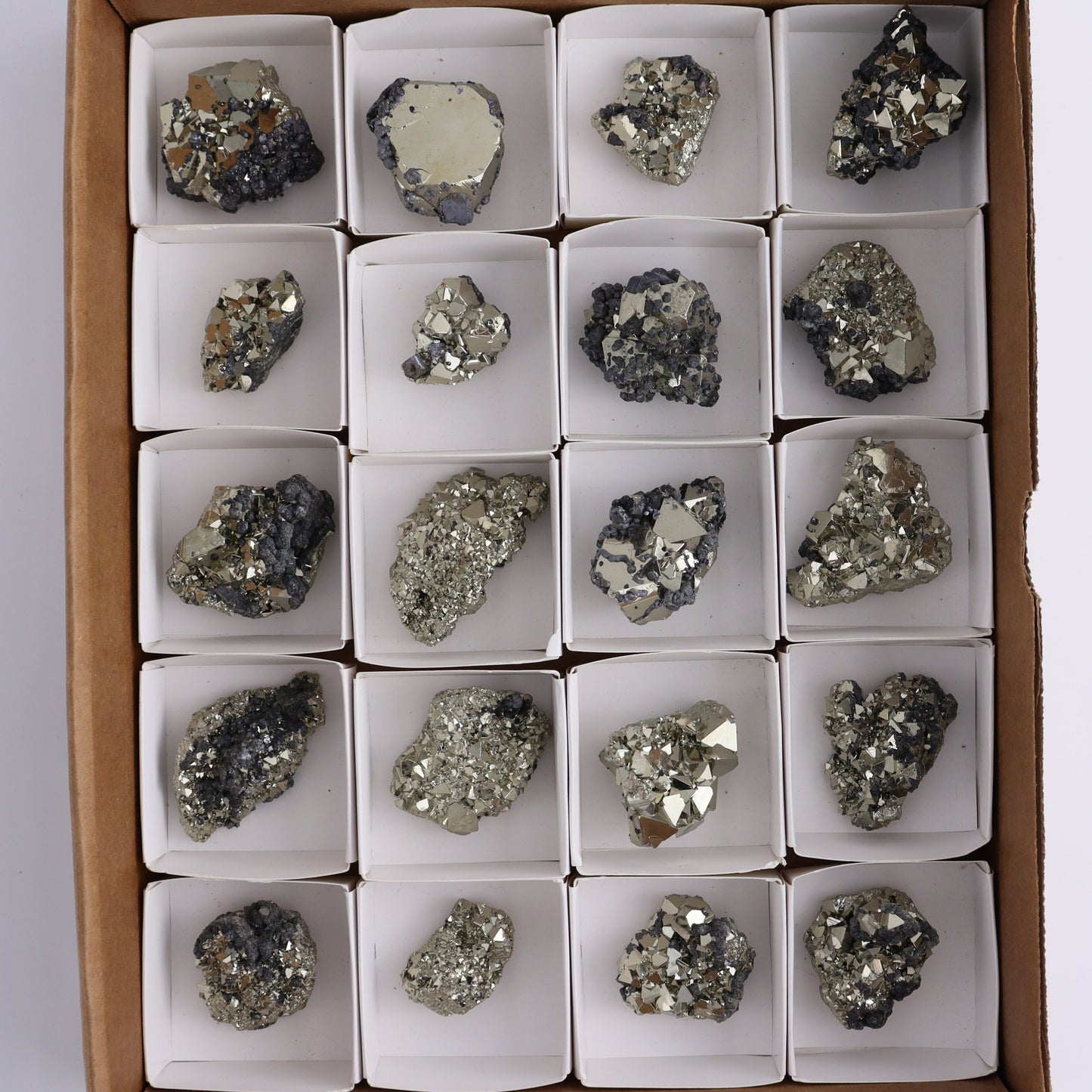 Octahedral Pyrite Clusters Set of 20 - Expert Wholesale and Supplier of Wholesale Crystals & Bulk Gemstones, ["Clusters","Octahedral Pyrite","Peru","Pyrite"]