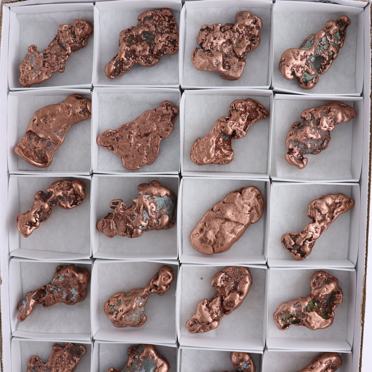 Copper Nuggets Flat of 24 - Expert Wholesale and Supplier of Wholesale Crystals & Bulk Gemstones, ["copper","Copper Nuggets","Freeforms","United States"]