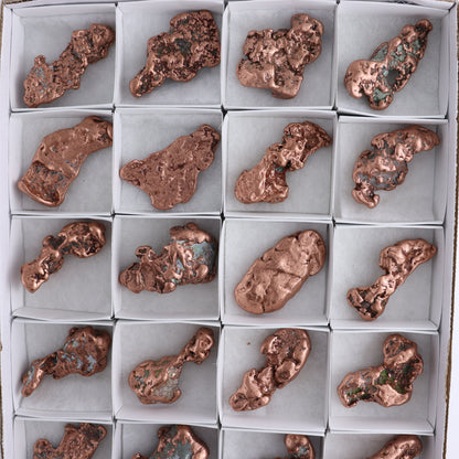 Copper Nuggets Flat of 24 - Expert Wholesale and Supplier of Wholesale Crystals & Bulk Gemstones, ["copper","Copper Nuggets","Freeforms","United States"]
