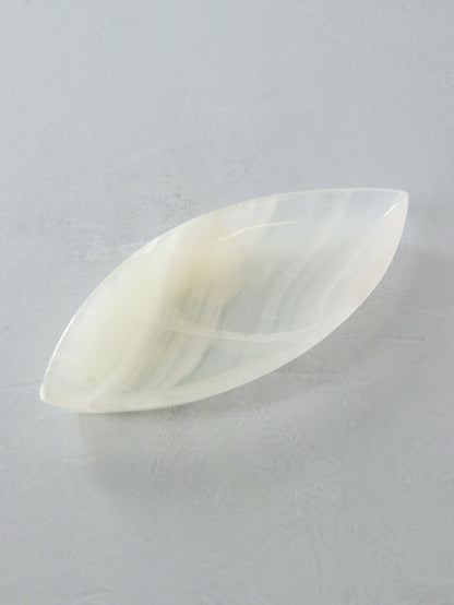 Large White Onyx Leaf Dishes Set of 6