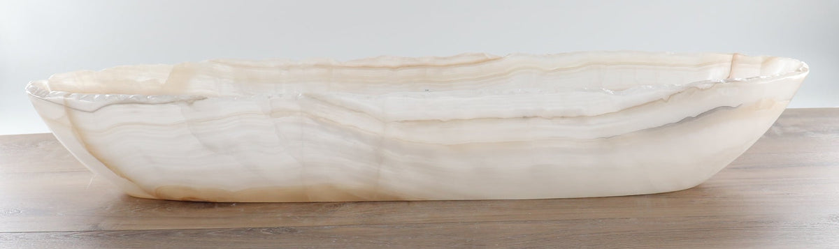 Mexican Onyx/Calcite Canoe Bowl 28"