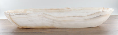 Mexican Onyx/Calcite Canoe Bowl 28"