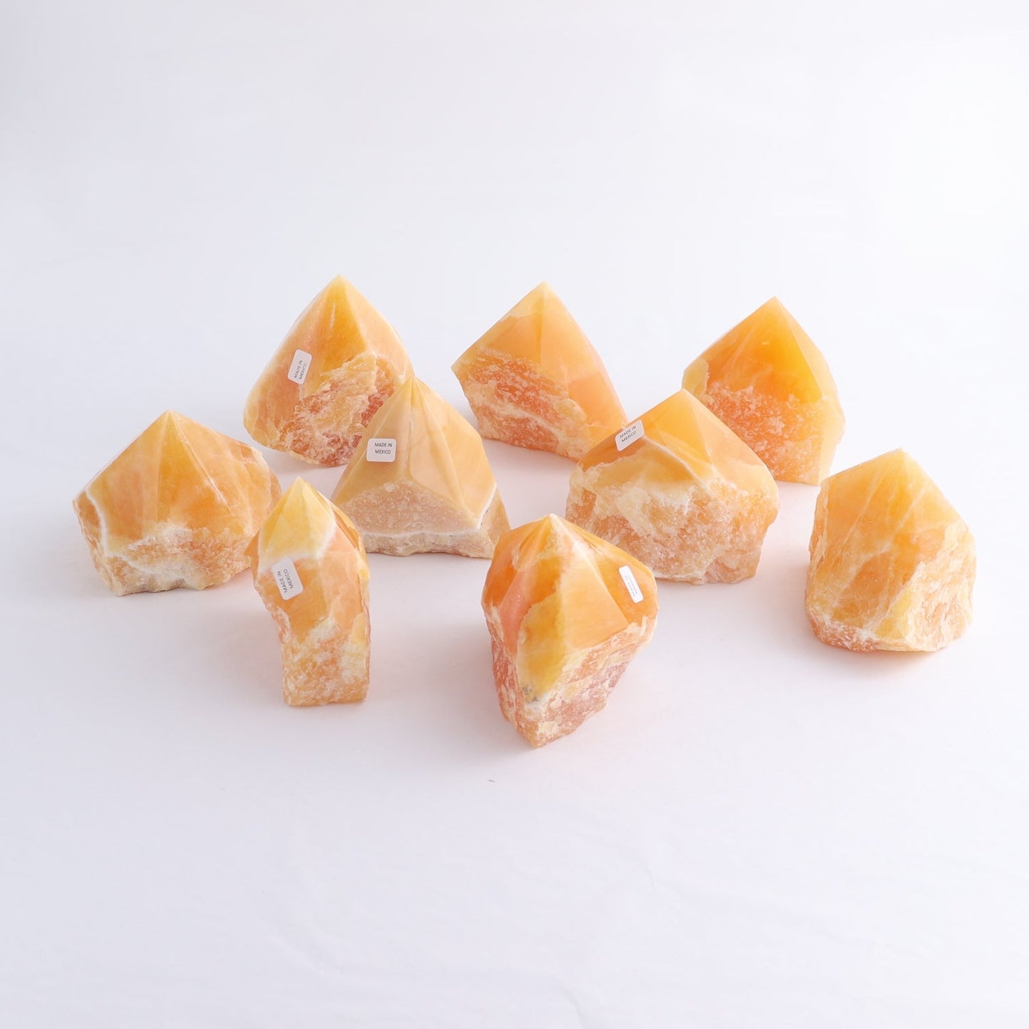 Orange Calcite Polished Tips Set of 9