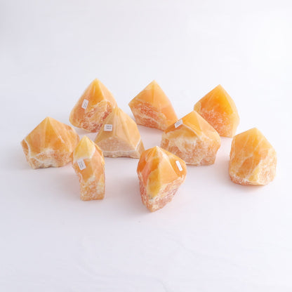 Orange Calcite Polished Tips Set of 9