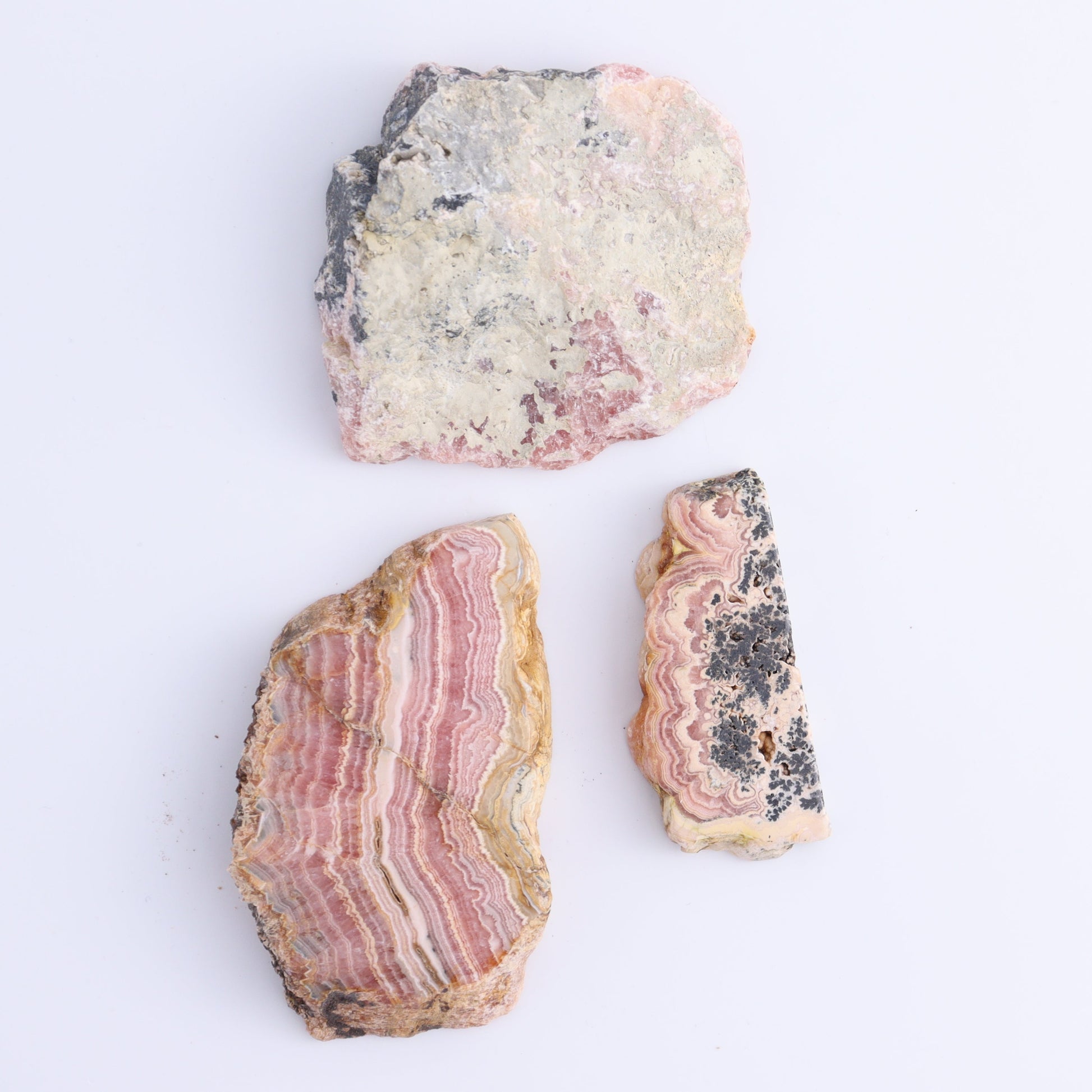 Rhodochrosite Slices Set of 3 - Expert Wholesale and Supplier of Wholesale Crystals & Bulk Gemstones, ["Argentina","Rhodochrosite","Slices and Slabs"]
