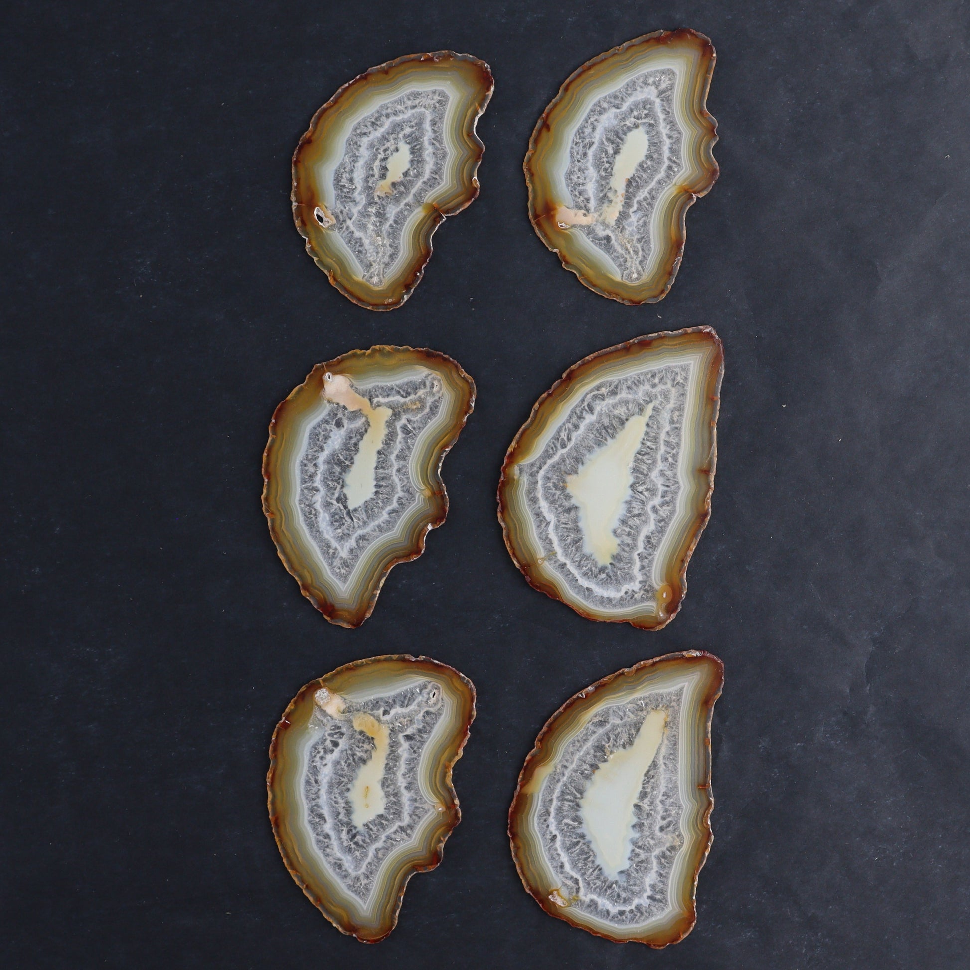 Iris Agate Slices Set of 6 - Expert Wholesale and Supplier of Wholesale Crystals & Bulk Gemstones, ["Agate","Iris Agate","Slices and Slabs"]