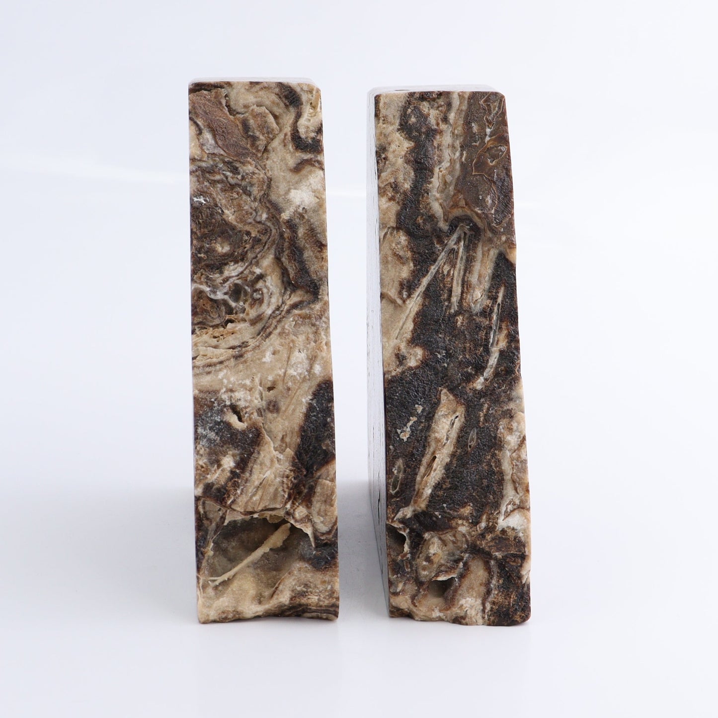 One Pair of Mexican Onyx/Calcite Chocolate Rough Bookends - Expert Wholesale and Supplier of Wholesale Crystals & Bulk Gemstones, ["Bookends","Calcite","Catalog Onyx","Mexico","onyx"]