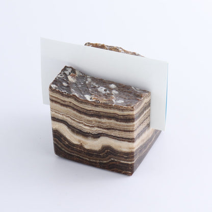 One Card Holder Mexican Onyx/Calcite Chocolate