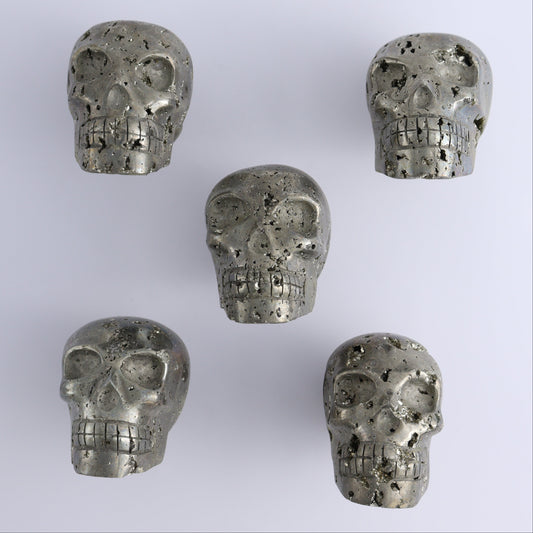 Pyrite Skulls Set of 5 - Expert Wholesale and Supplier of Wholesale Crystals & Bulk Gemstones, ["Hearts","Peru","Pyrite"]