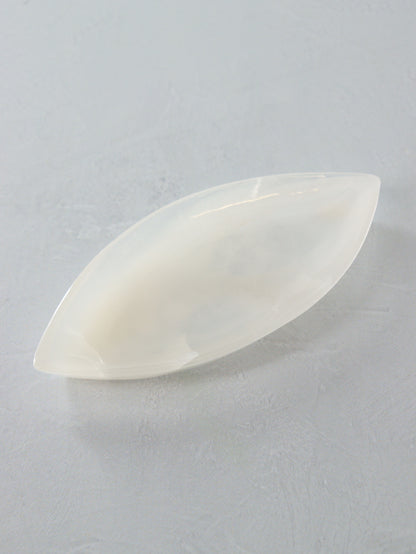 Large White Onyx Leaf Dishes Set of 6