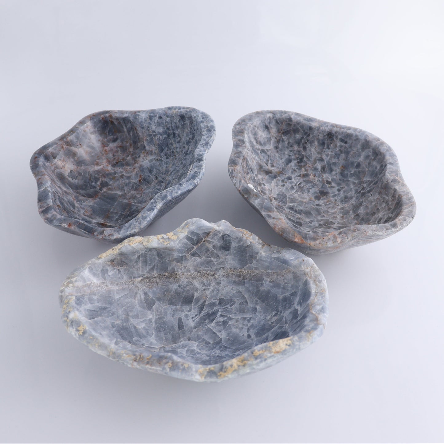 Blue Calcite Bowls Set of 3 - Expert Wholesale and Supplier of Wholesale Crystals & Bulk Gemstones, ["Blue Calcite","bowl","Bowls","Calcite","Mexico"]