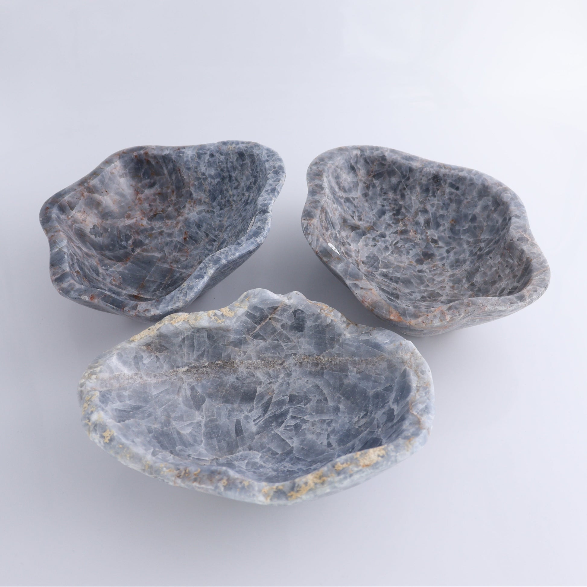 Blue Calcite Bowls Set of 3 - Expert Wholesale and Supplier of Wholesale Crystals & Bulk Gemstones, ["Blue Calcite","bowl","Bowls","Calcite","Mexico"]