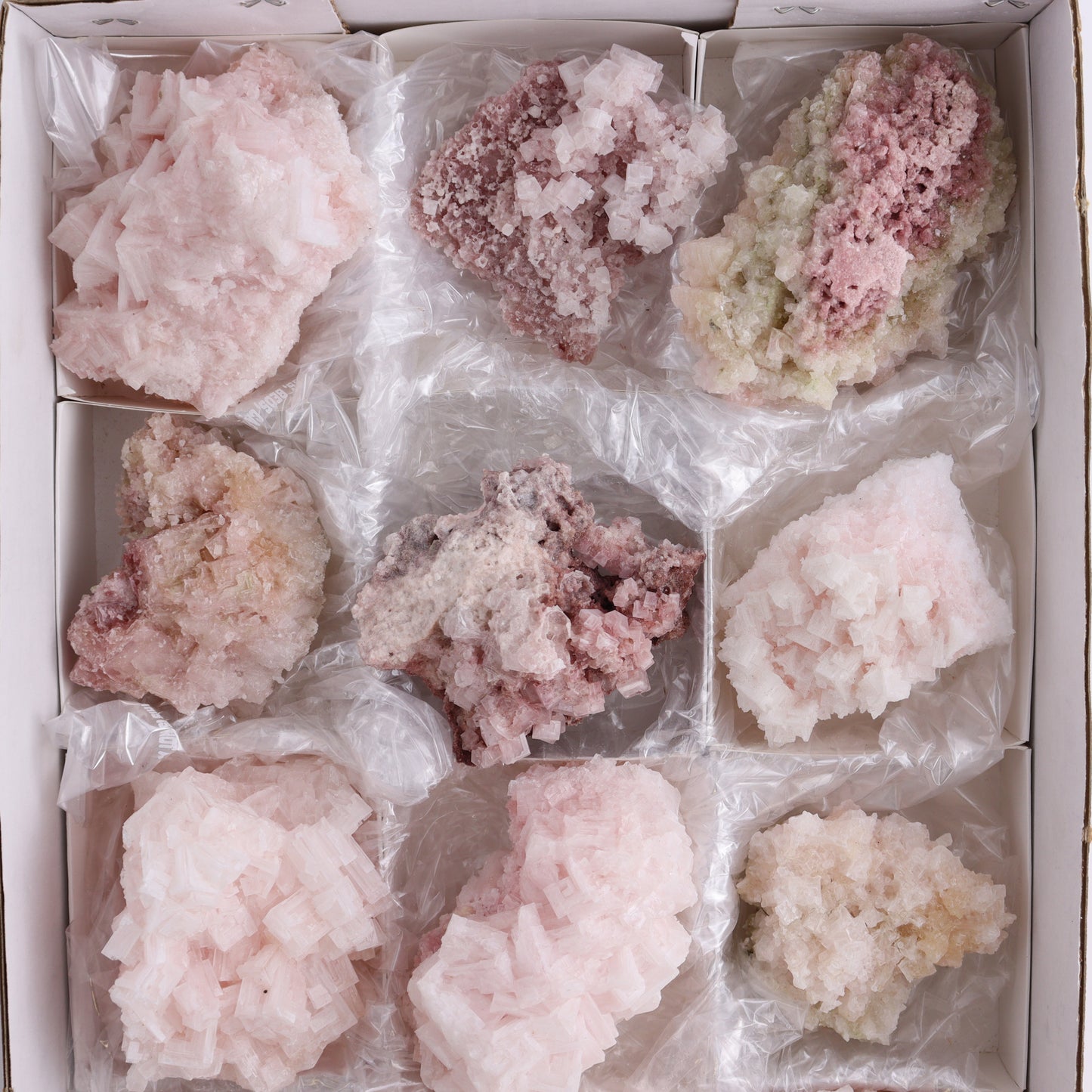 Pink Halite Set of 12 - Expert Wholesale and Supplier of Wholesale Crystals & Bulk Gemstones, ["Flats","Halite","Pink Halite","United States"]