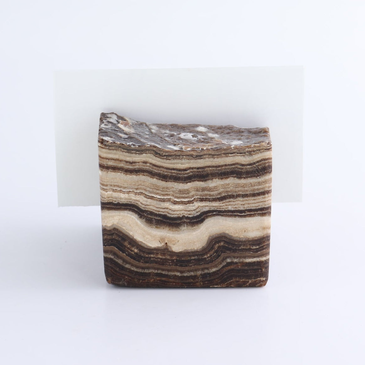 One Card Holder Mexican Onyx/Calcite Chocolate