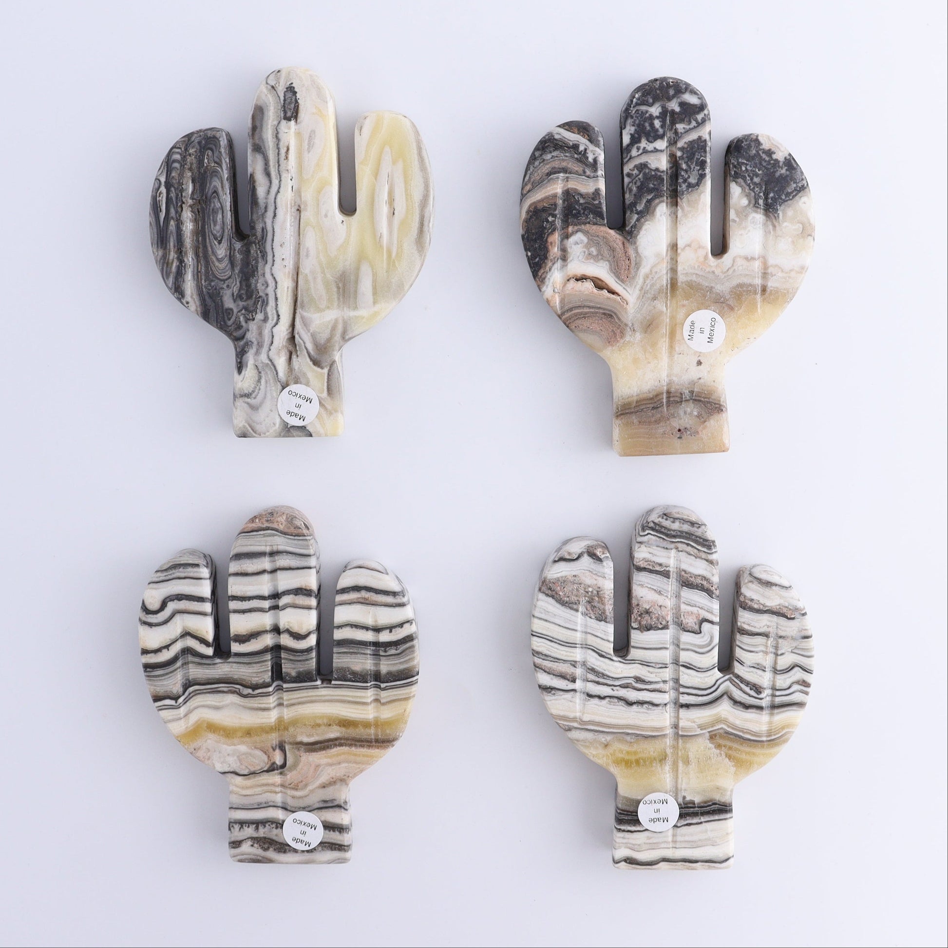 One Cactus Mexican Onyx/Calcite Black & Yellow Zebra 12 cm - Expert Wholesale and Supplier of Wholesale Crystals & Bulk Gemstones, ["Cactus","Calcite","Catalog Onyx","Mexico","onyx"]