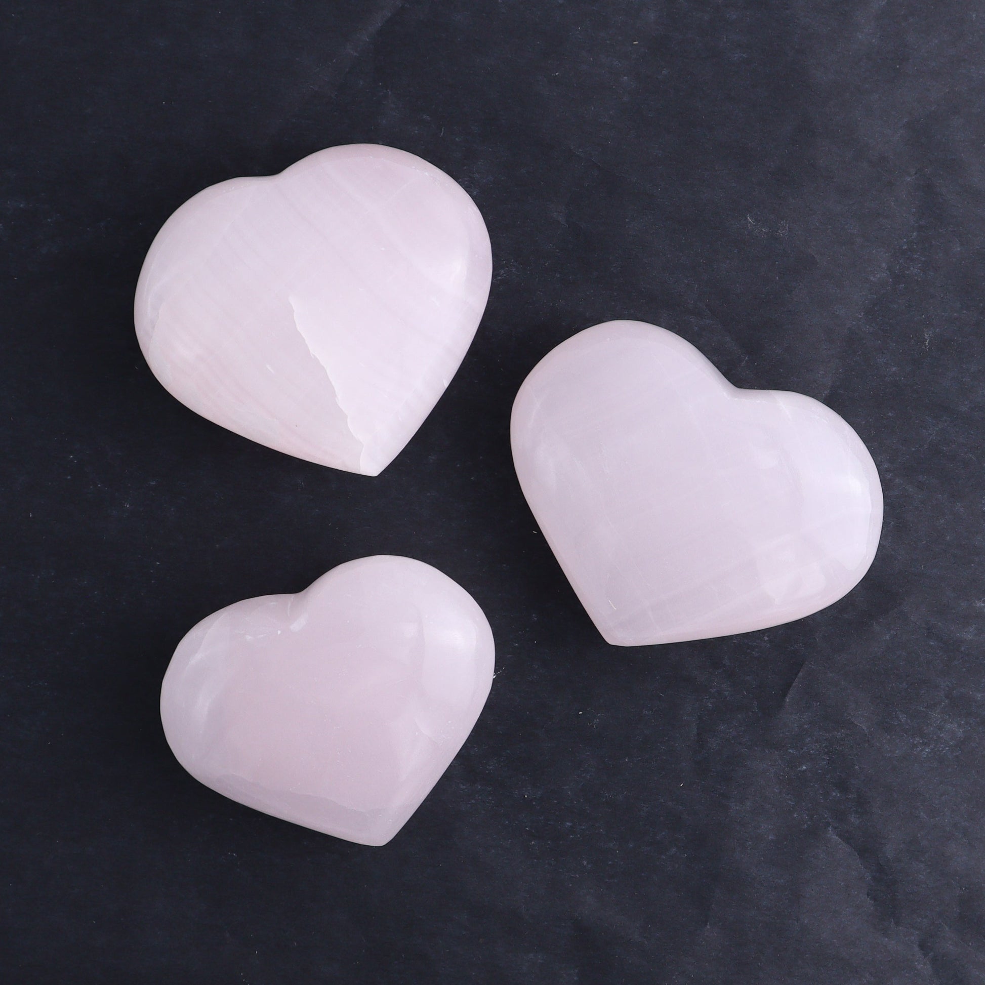 Pink Mangano Calcite Hearts Set of 6 - Expert Wholesale and Supplier of Wholesale Crystals & Bulk Gemstones, ["Pakistan","Pink Calcite"]