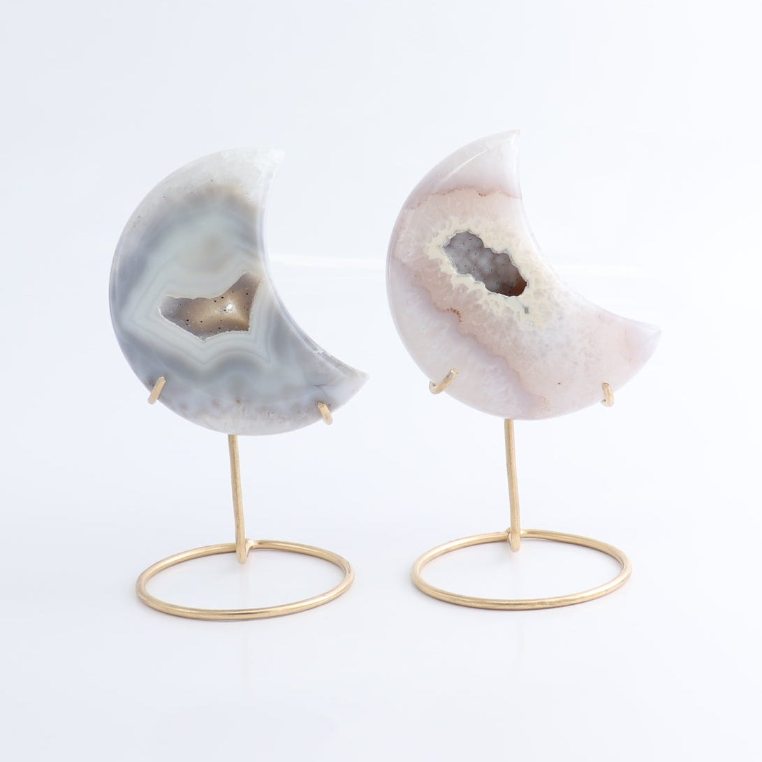 Agate Moons with Stand Set of 5 - Expert Wholesale and Supplier of Wholesale Crystals & Bulk Gemstones, ["Agate","Brazil","moons"]