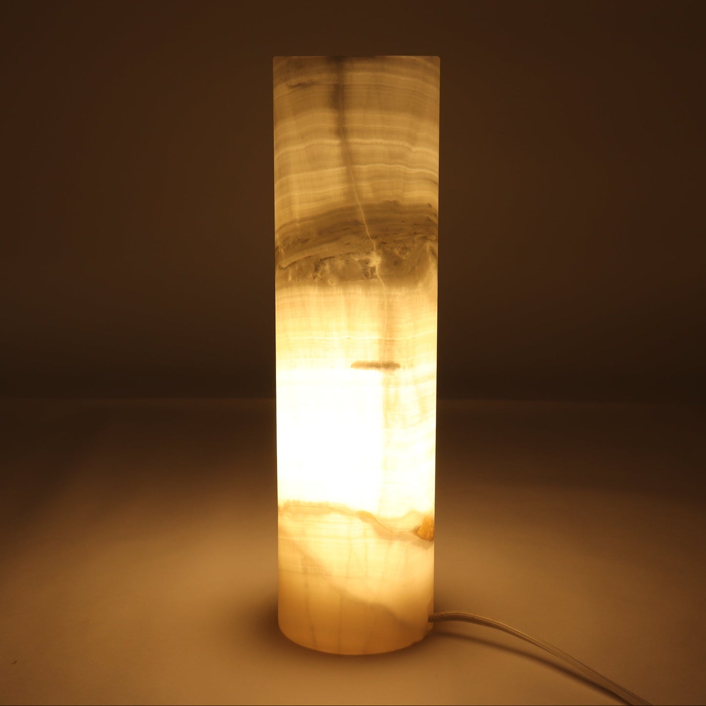 One 12" White Polished Top Onyx Lamp Blind