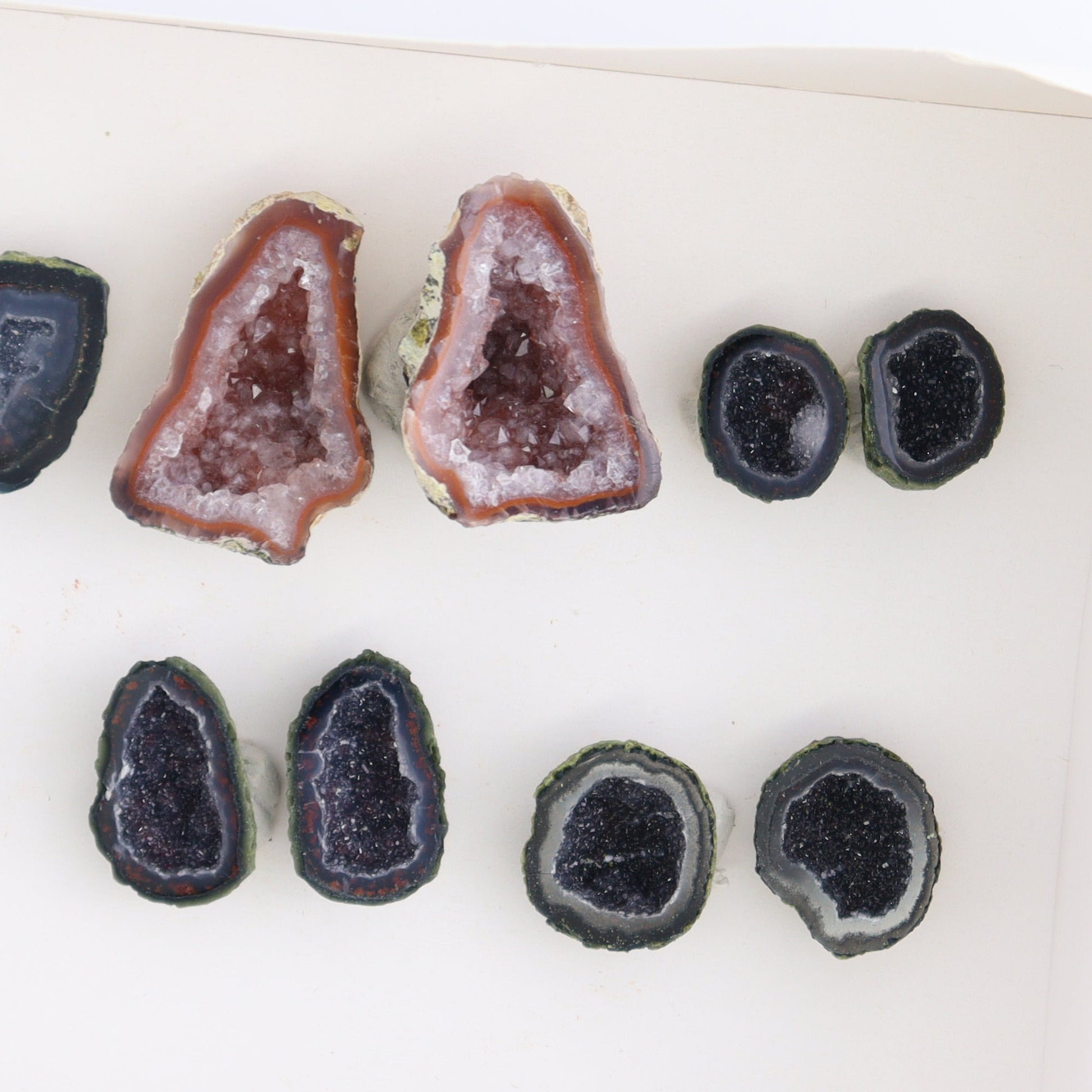 Tabasco Geodes 9 Pairs - Expert Wholesale and Supplier of Wholesale Crystals & Bulk Gemstones, ["Geodes","Tabasco Geode"]