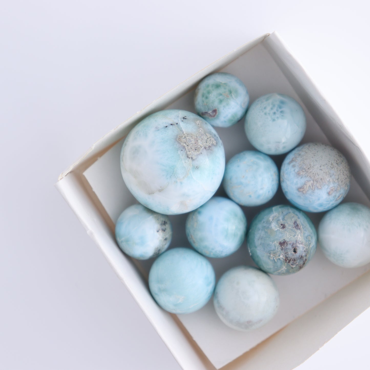 Larimar Spheres Set of 11 - Expert Wholesale and Supplier of Wholesale Crystals & Bulk Gemstones, ["Larimar","Spheres"]