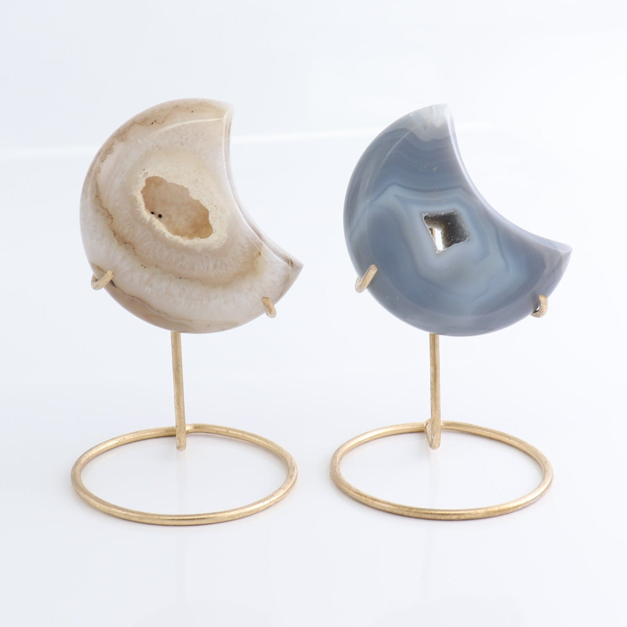Agate Moons with Stand Set of 5