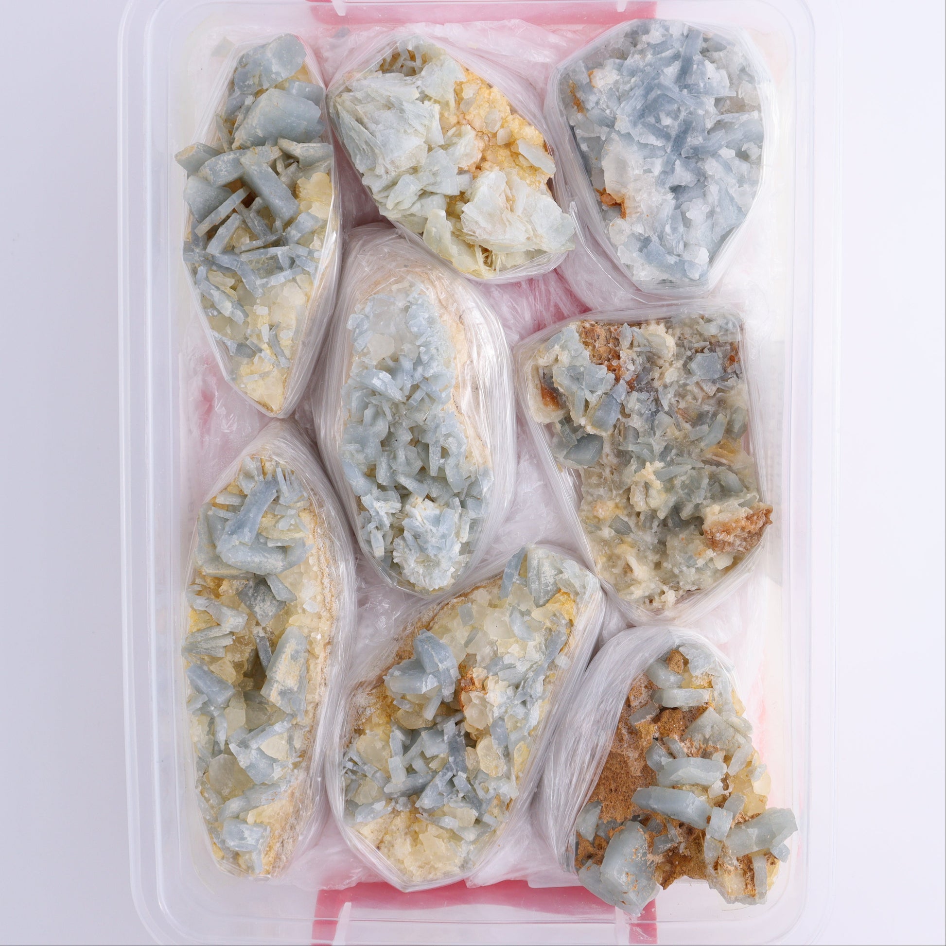 Blue Barite from Morocco Flat - Expert Wholesale and Supplier of Wholesale Crystals & Bulk Gemstones, ["Barite","Blue Barite","Clusters","Flats","Morocco"]