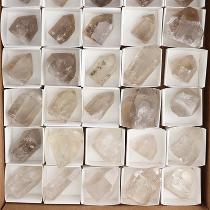 Smoky Quartz Polished Tops Set of 35 - Expert Wholesale and Supplier of Wholesale Crystals & Bulk Gemstones, ["Brazil","Points","Polished Tip","Quartz","Smoky Quartz"]
