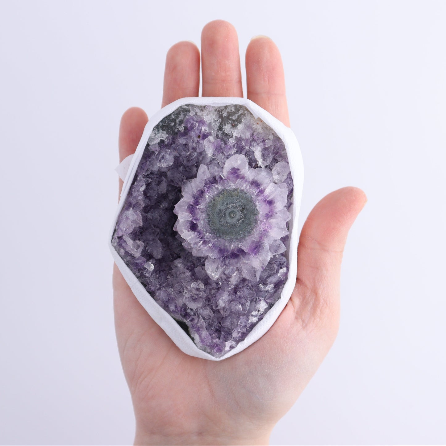 Uruguay Amethyst Clusters with "Eyes" Flat of 7 - Expert Wholesale and Supplier of Wholesale Crystals & Bulk Gemstones, ["Amethyst","Amethyst Eyes","Clusters","Uruguay"]