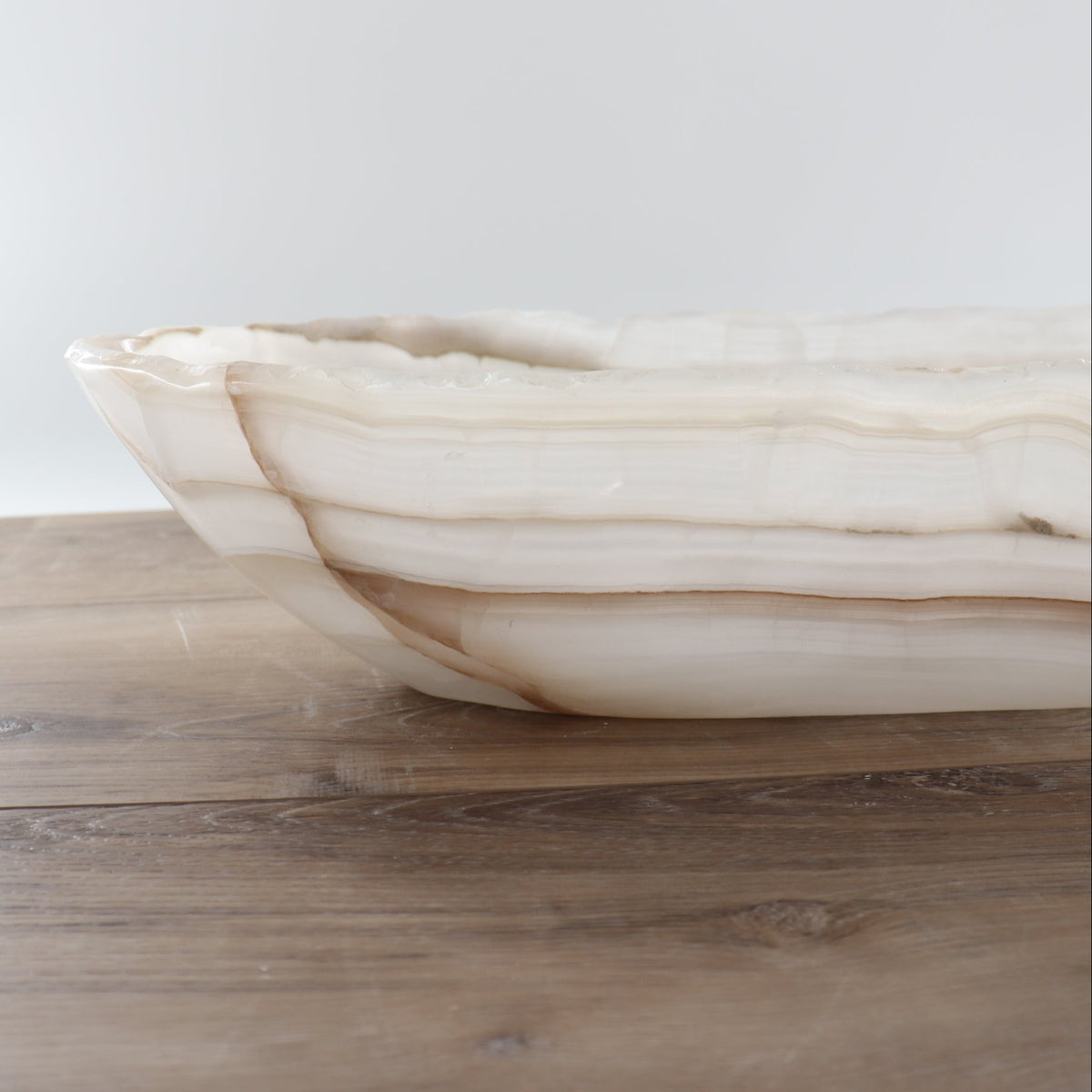 Mexican Onyx/Calcite Canoe Bowl 28"