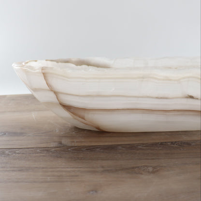 Mexican Onyx/Calcite Canoe Bowl 28"