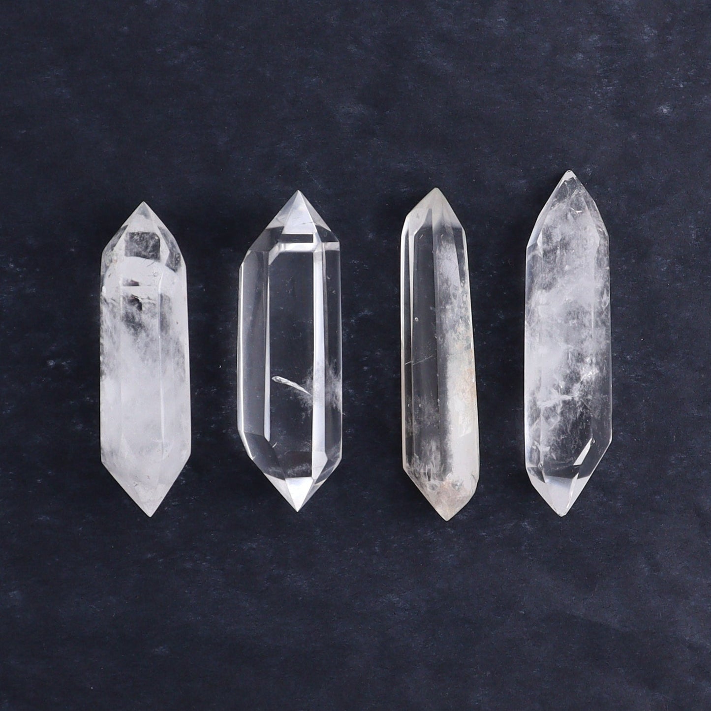 Quartz Faceted Double Points Set of 13 - Expert Wholesale and Supplier of Wholesale Crystals & Bulk Gemstones, ["Brazil","Clear Quartz","Mixed Carvings","Quartz"]