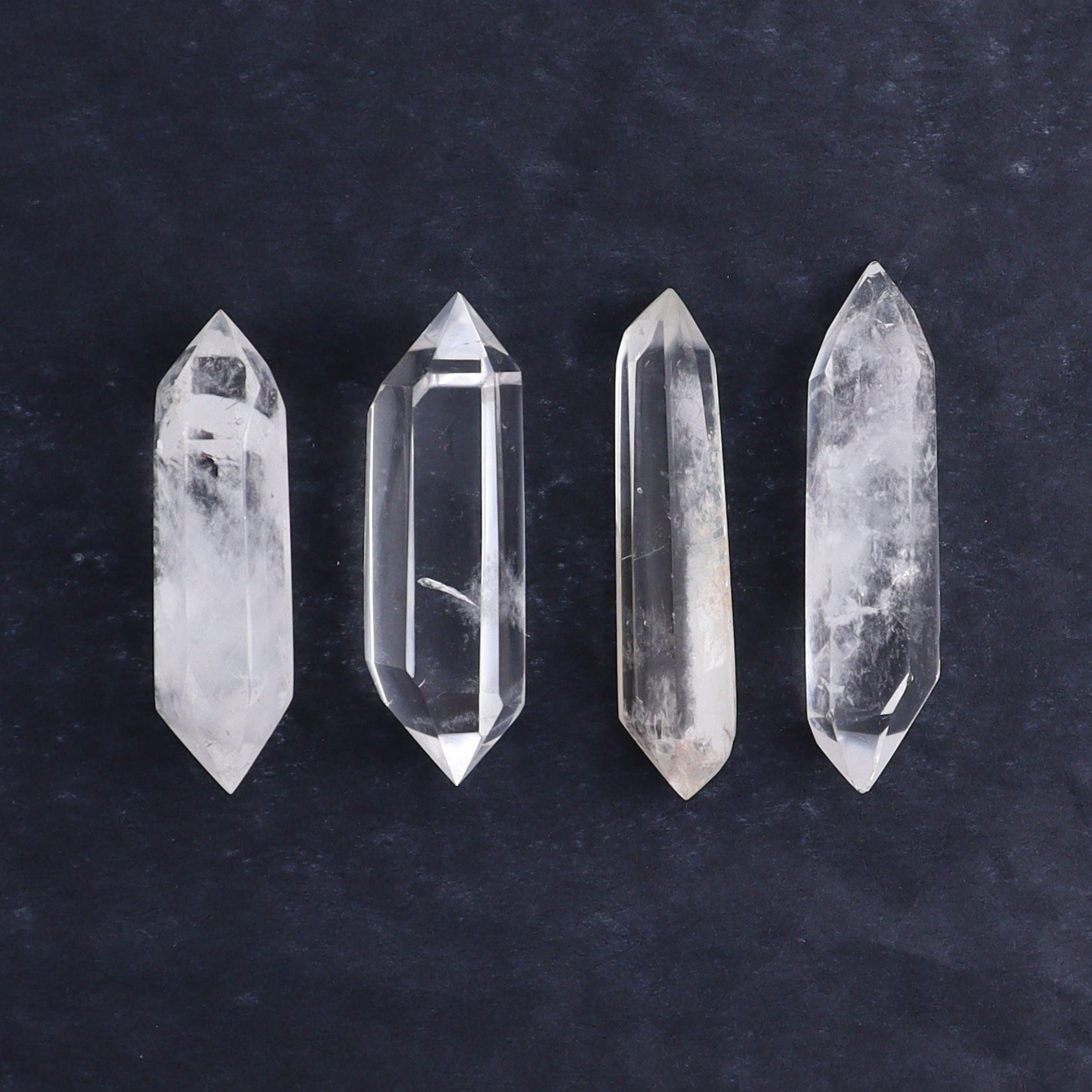 Quartz Faceted Double Points Set of 13 - Expert Wholesale and Supplier of Wholesale Crystals & Bulk Gemstones, ["Brazil","Clear Quartz","Mixed Carvings","Quartz"]