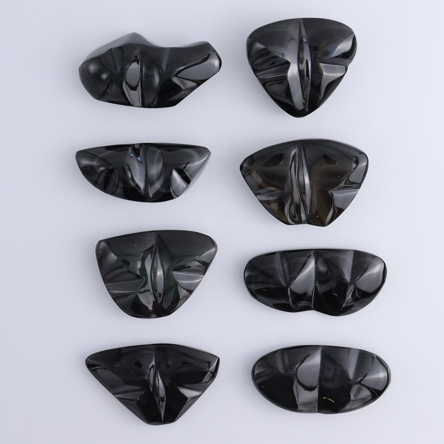 Rainbow Obsidian Butterflies & Hearts Set of 8 - Expert Wholesale and Supplier of Wholesale Crystals & Bulk Gemstones, ["Butterflies","Butterfly","Hearts","Mexico","Rainbow Obsidian"]