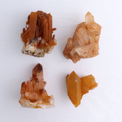 Tangerine Quartz Clusters Set of 4