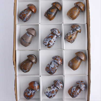 Brecciated Jasper Mushrooms Set of 12 - Expert Wholesale and Supplier of Wholesale Crystals & Bulk Gemstones, ["Brecciated Jasper","Indonesia","Mushrooms"]