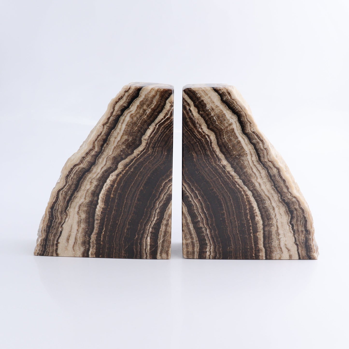 One Pair of Mexican Onyx/Calcite Chocolate Rough Bookends - Expert Wholesale and Supplier of Wholesale Crystals & Bulk Gemstones, ["Bookends","Calcite","Catalog Onyx","Mexico","onyx"]