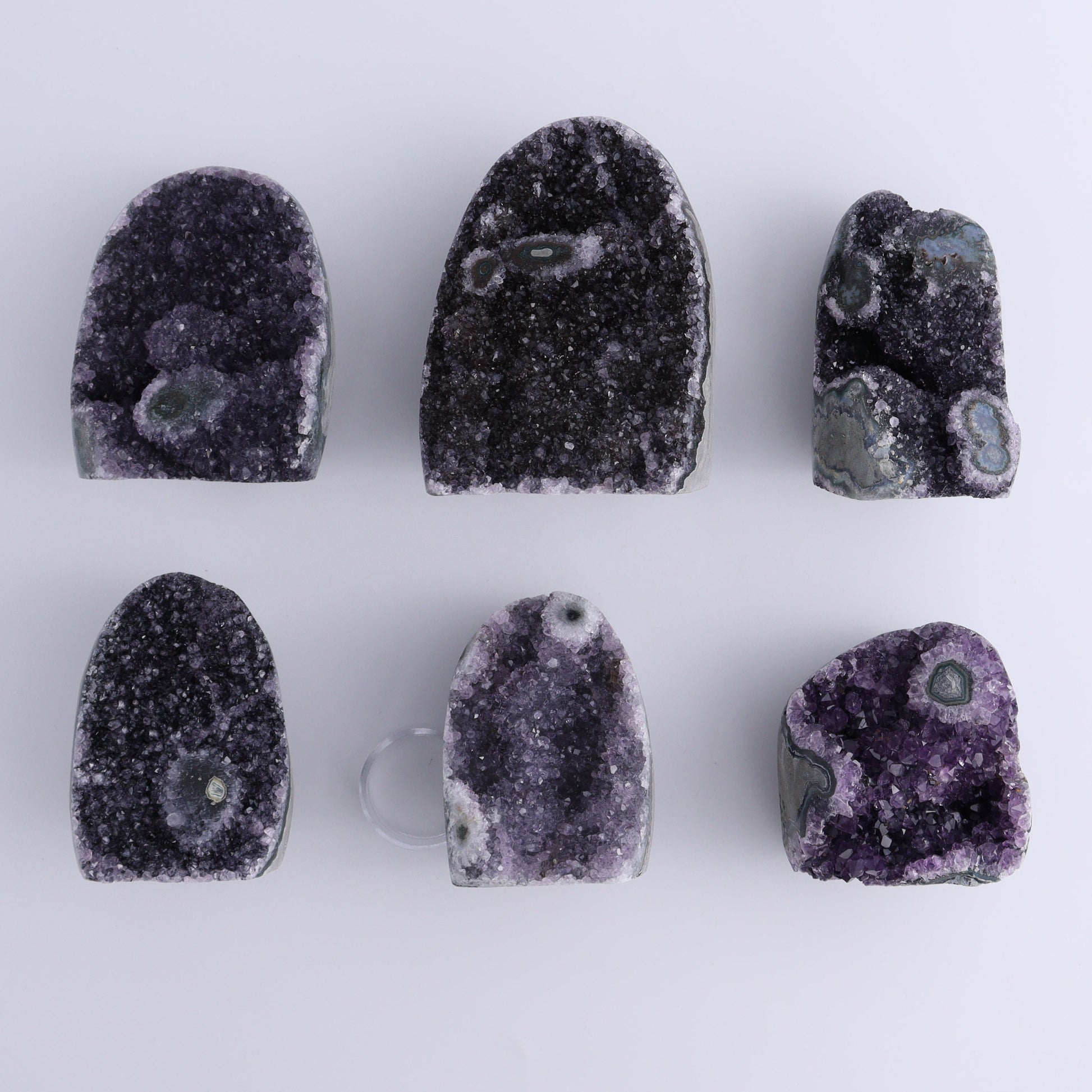 Uruguay Amethyst Cut Base Set of 6 - Expert Wholesale and Supplier of Wholesale Crystals & Bulk Gemstones, ["Amethyst","Cut Base","Uruguay"]