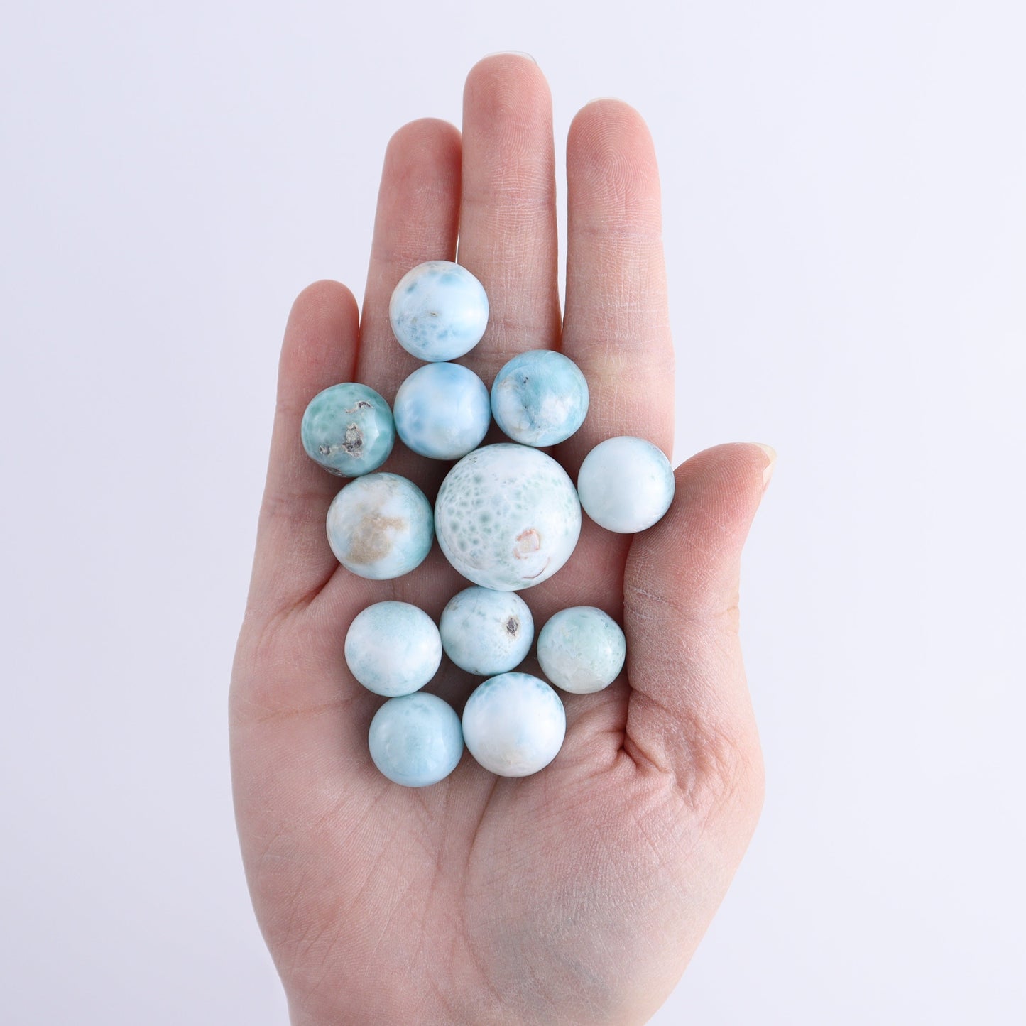 Larmiar Spheres Set of 12 - Expert Wholesale and Supplier of Wholesale Crystals & Bulk Gemstones, ["Larimar","Spheres"]