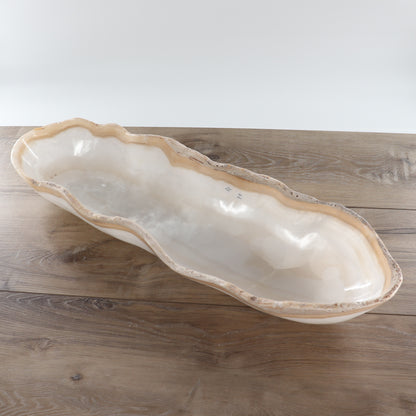 Mexican Onyx/Calcite Canoe Bowl 27"
