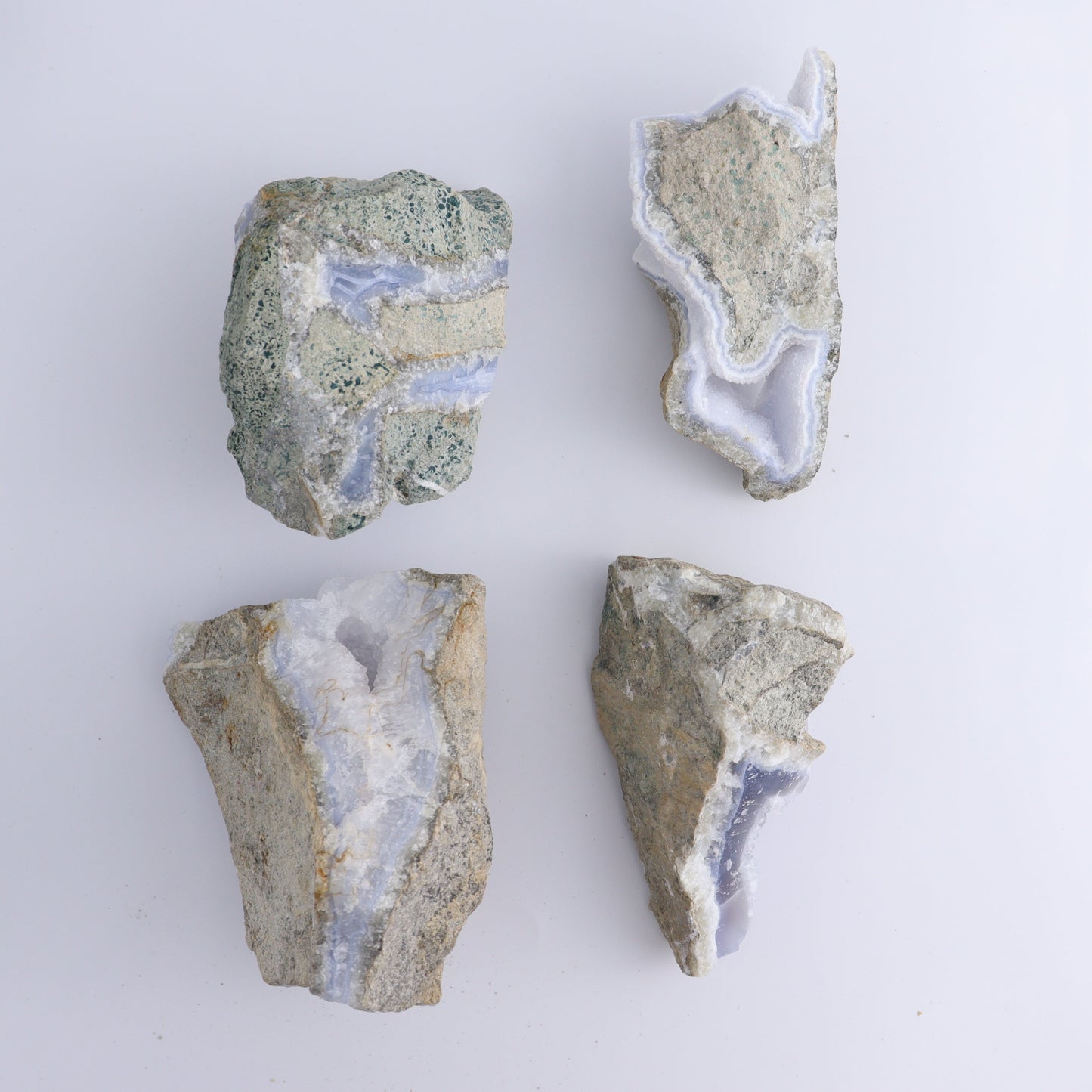 Blue Lace Agate Freeforms Set of 4 - Expert Wholesale and Supplier of Wholesale Crystals & Bulk Gemstones, ["Agate","Blue Lace Agate"]