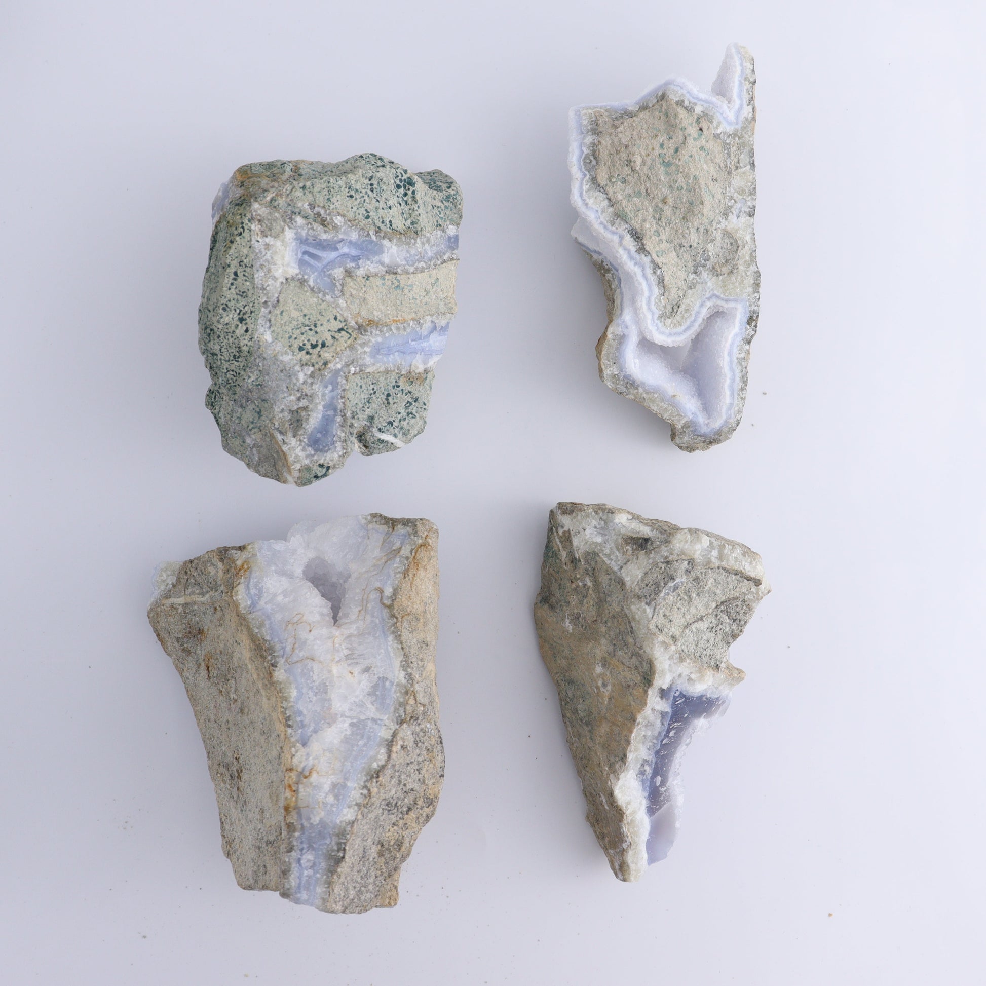 Blue Lace Agate Freeforms Set of 4 - Expert Wholesale and Supplier of Wholesale Crystals & Bulk Gemstones, ["Agate","Blue Lace Agate"]