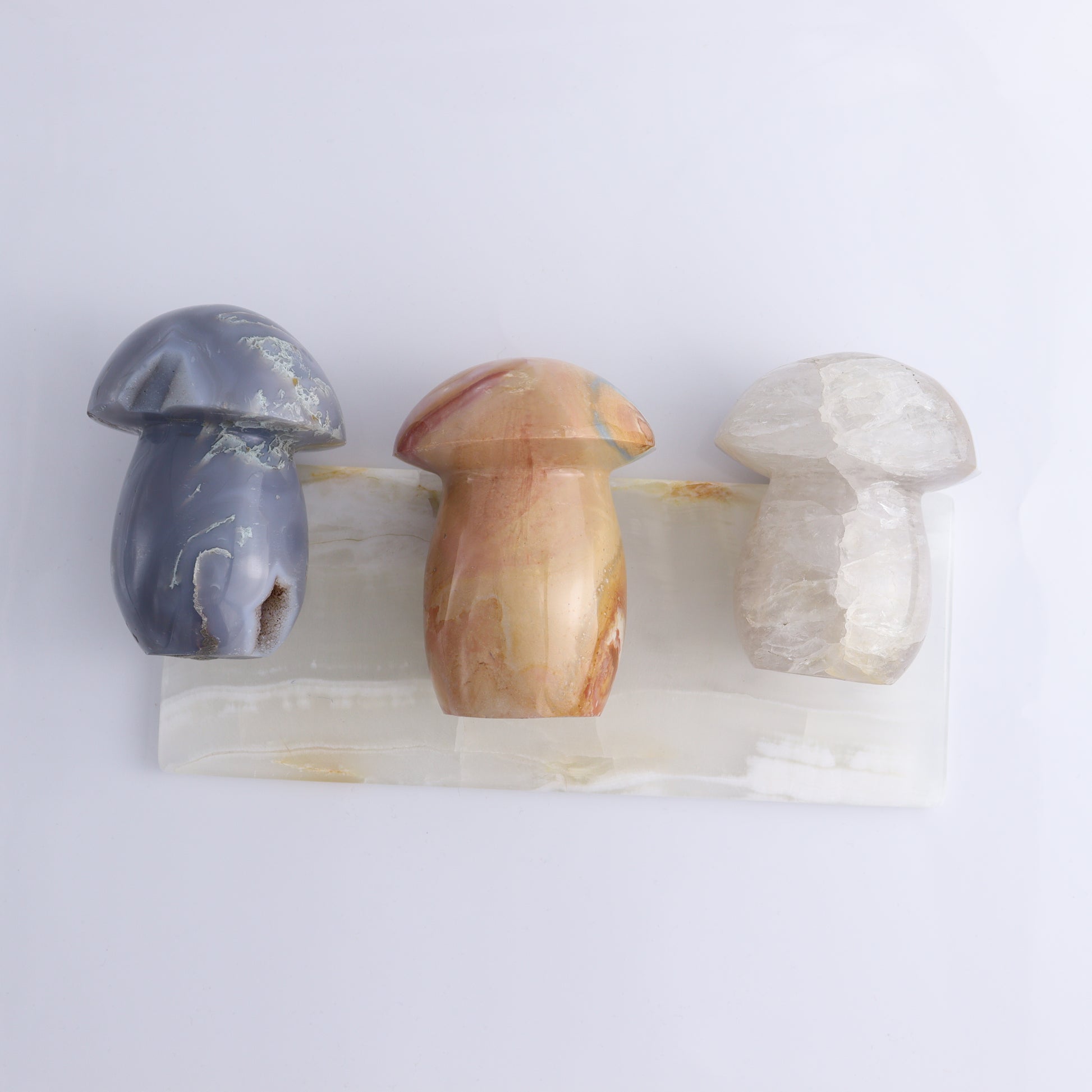 Agate Mushrooms Set of 6 - Expert Wholesale and Supplier of Wholesale Crystals & Bulk Gemstones, ["Agate","Madagascar","Mushrooms"]