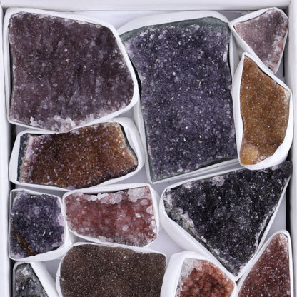 Uruguay Rainbow Amethyst Clusters Flat of 15