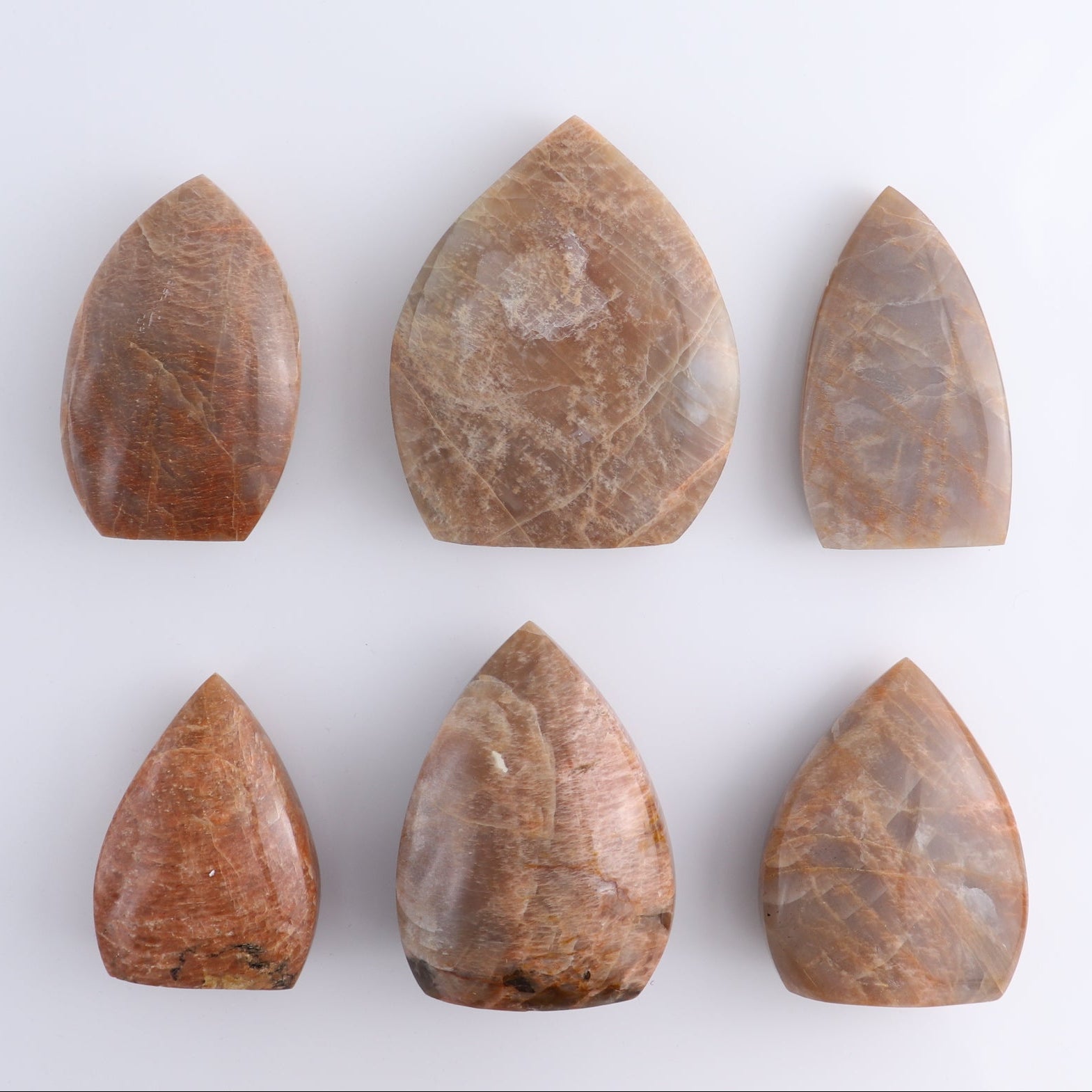 Peach Moonstone Freeform Set of 6 | Mi Esperanza Minerals | Supplier of Crystals and Onyx
