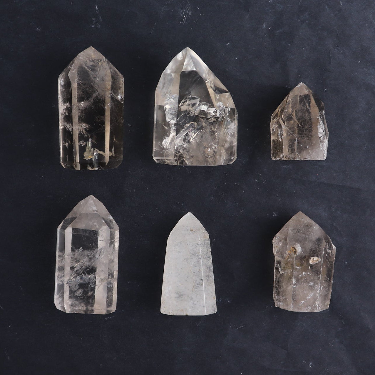 Smoky Quartz Polished Tops Set of 35 - Expert Wholesale and Supplier of Wholesale Crystals & Bulk Gemstones, ["Brazil","Points","Polished Tip","Quartz","Smoky Quartz"]