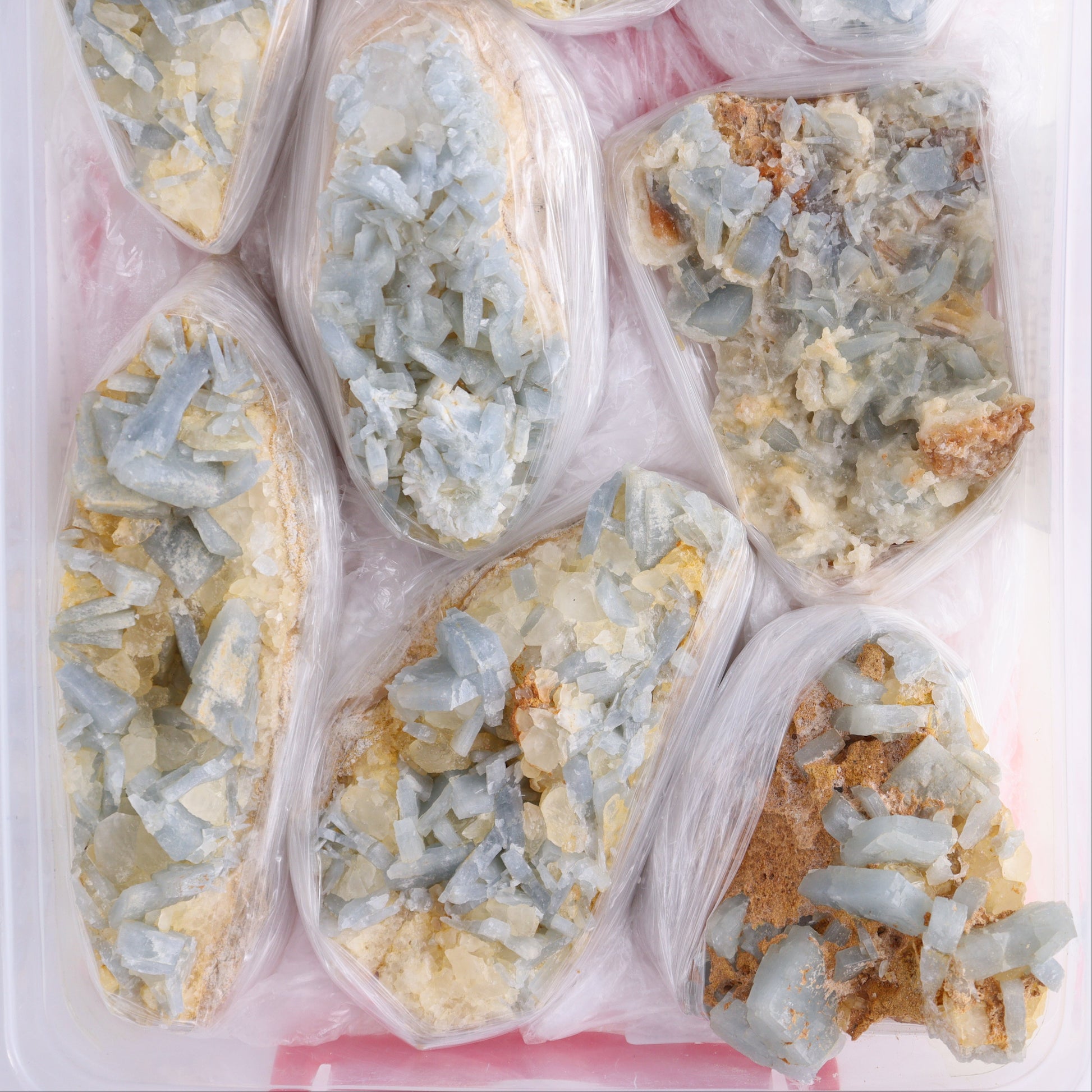 Blue Barite from Morocco Flat - Expert Wholesale and Supplier of Wholesale Crystals & Bulk Gemstones, ["Barite","Blue Barite","Clusters","Flats","Morocco"]