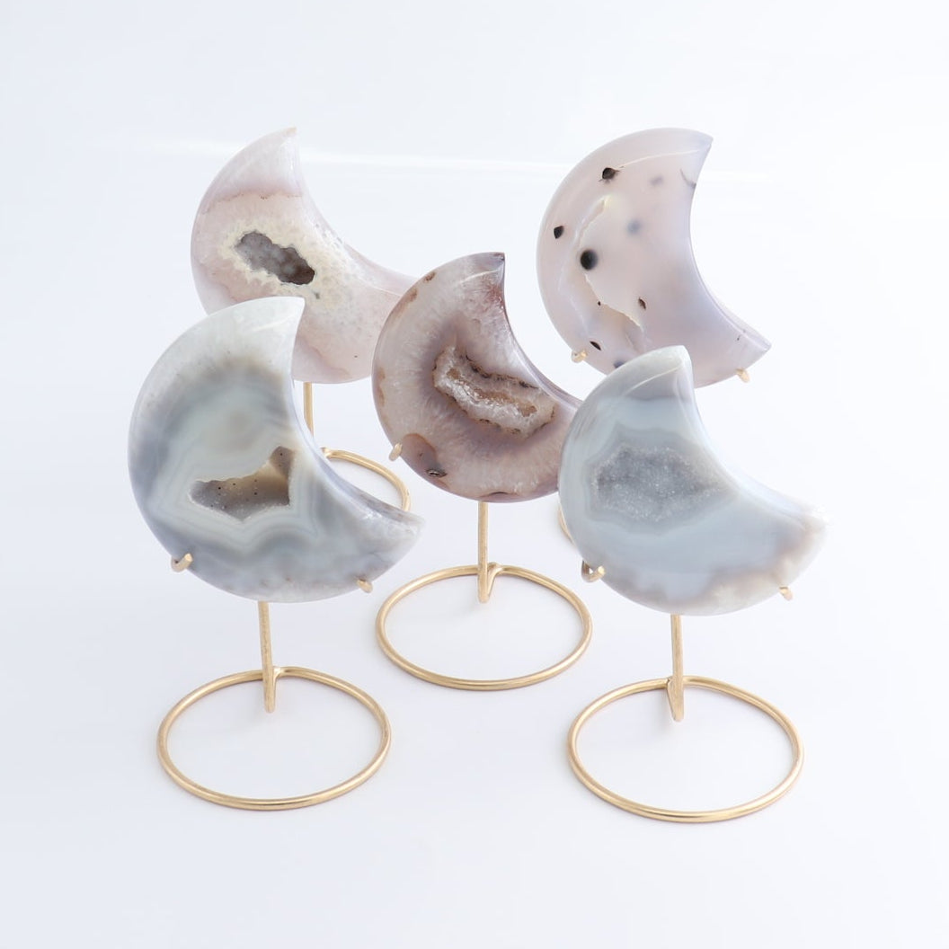 Agate Moons with Stand Set of 5 - Expert Wholesale and Supplier of Wholesale Crystals & Bulk Gemstones, ["Agate","Brazil","moons"]